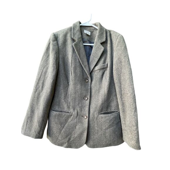 L.L.Bean size 14 Wool Cashmere blend herringbone jacket - Picture 1 of 9